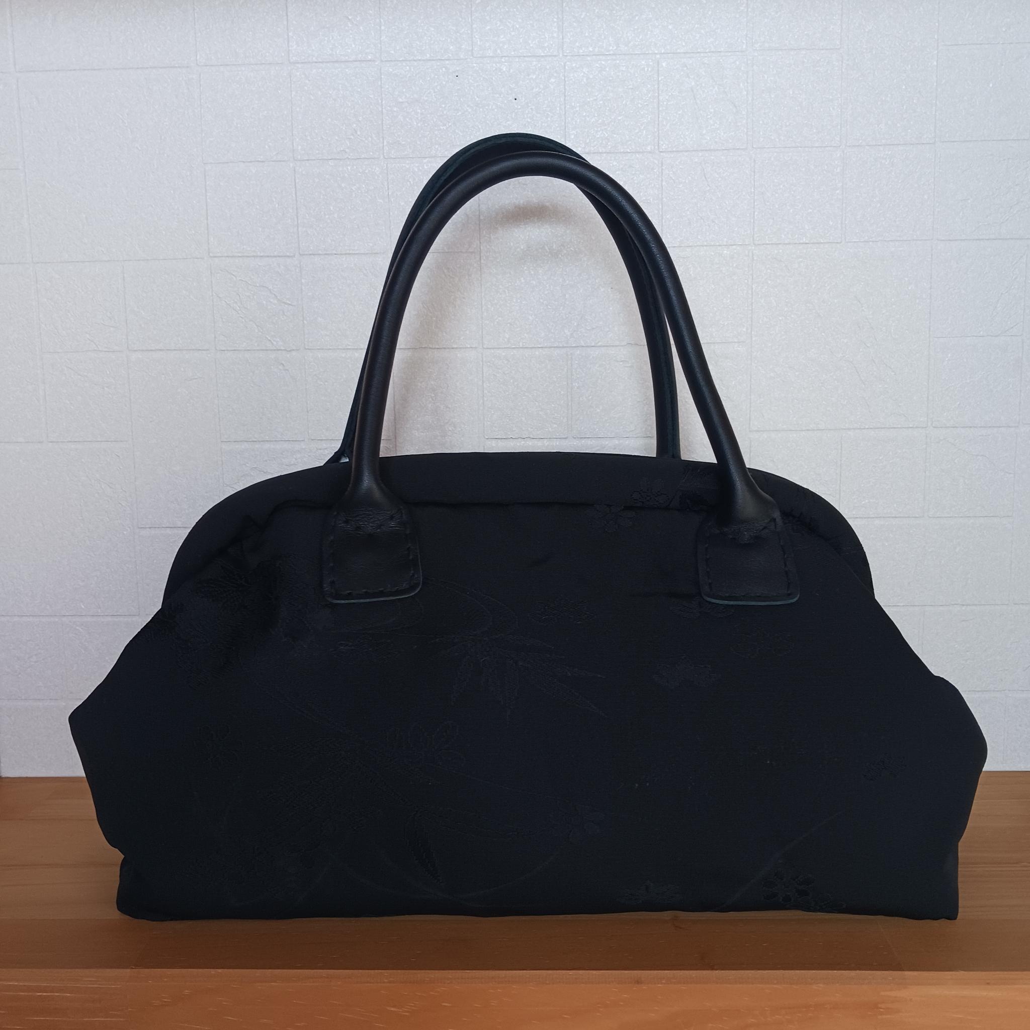 シルクの黒羽織リメイクハンドバッグ | 3枚目